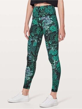 Lululemon Fast & Free 7/8 Tight II *Nulux 25" Memoir Multi Green